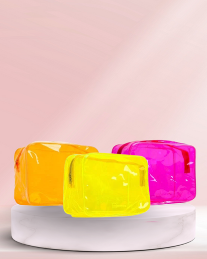 Idc Institute transparent toilettaske med neonfarver
