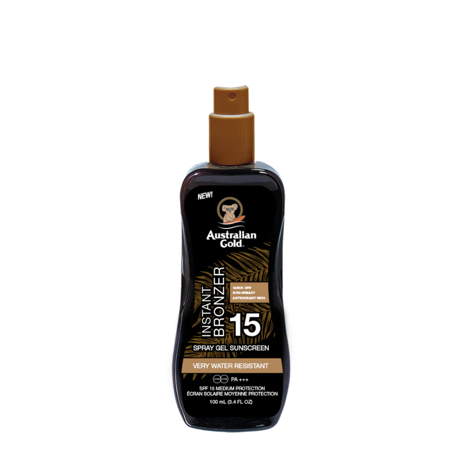 Instant Bronzer Spray Gel SPF 15 – 100 ml Travel Size | Australian Gold